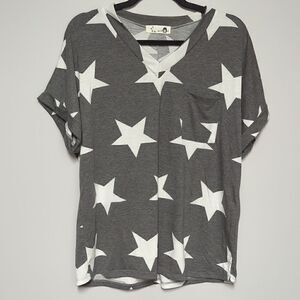Gorilla Cat Gray Star Pocket T Shirt